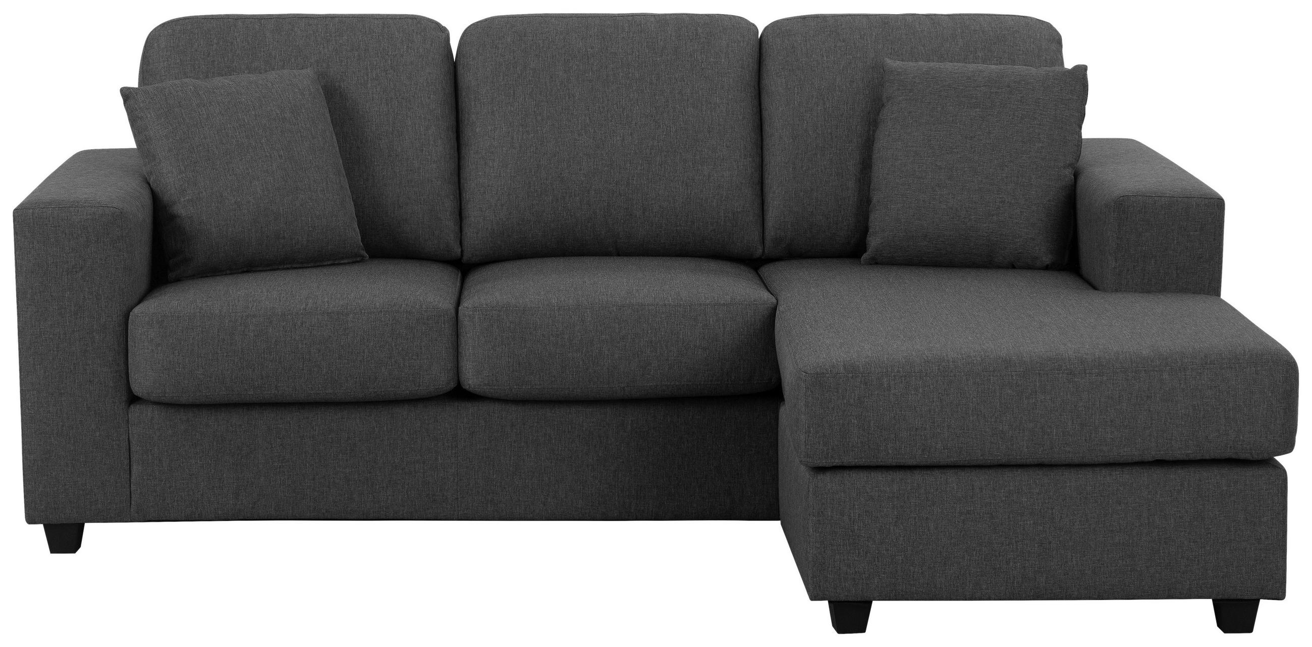 ECKSOFA Grau Leinenoptik  - Schwarz/Grau, KONVENTIONELL, Kunststoff/Textil (208/85/148cm) - MID.YOU