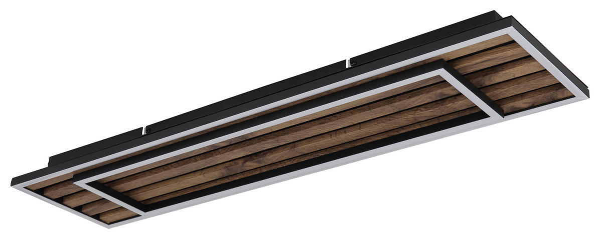 STROPNA LED-SVETILKA  WOODY  1750 lm 3000 K 230 V  - črna/bela, Natur, kovina/umetna masa (80/20/6cm) - Globo