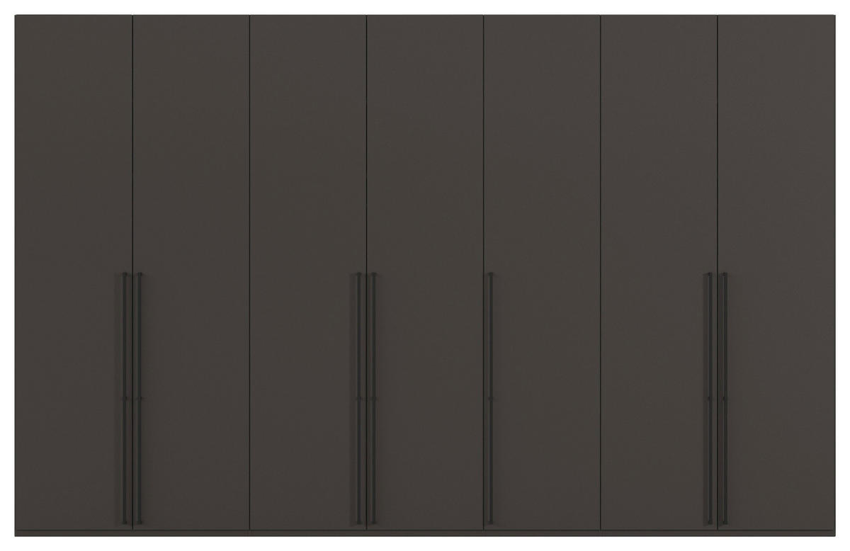 DREHTÜRENSCHRANK 350/235/61 cm,  in Graphitfarben, 7-türig  - Schwarz/Graphitfarben, Basics, Holzwerkstoff/Metall (350/235/61cm) - Novel