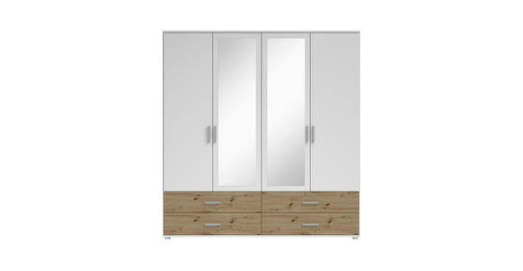 KLEIDERSCHRANK  in Weiß, Eiche Artisan  - Alufarben/Weiß, KONVENTIONELL, Glas/Holzwerkstoff (180/190/51cm) - Carryhome