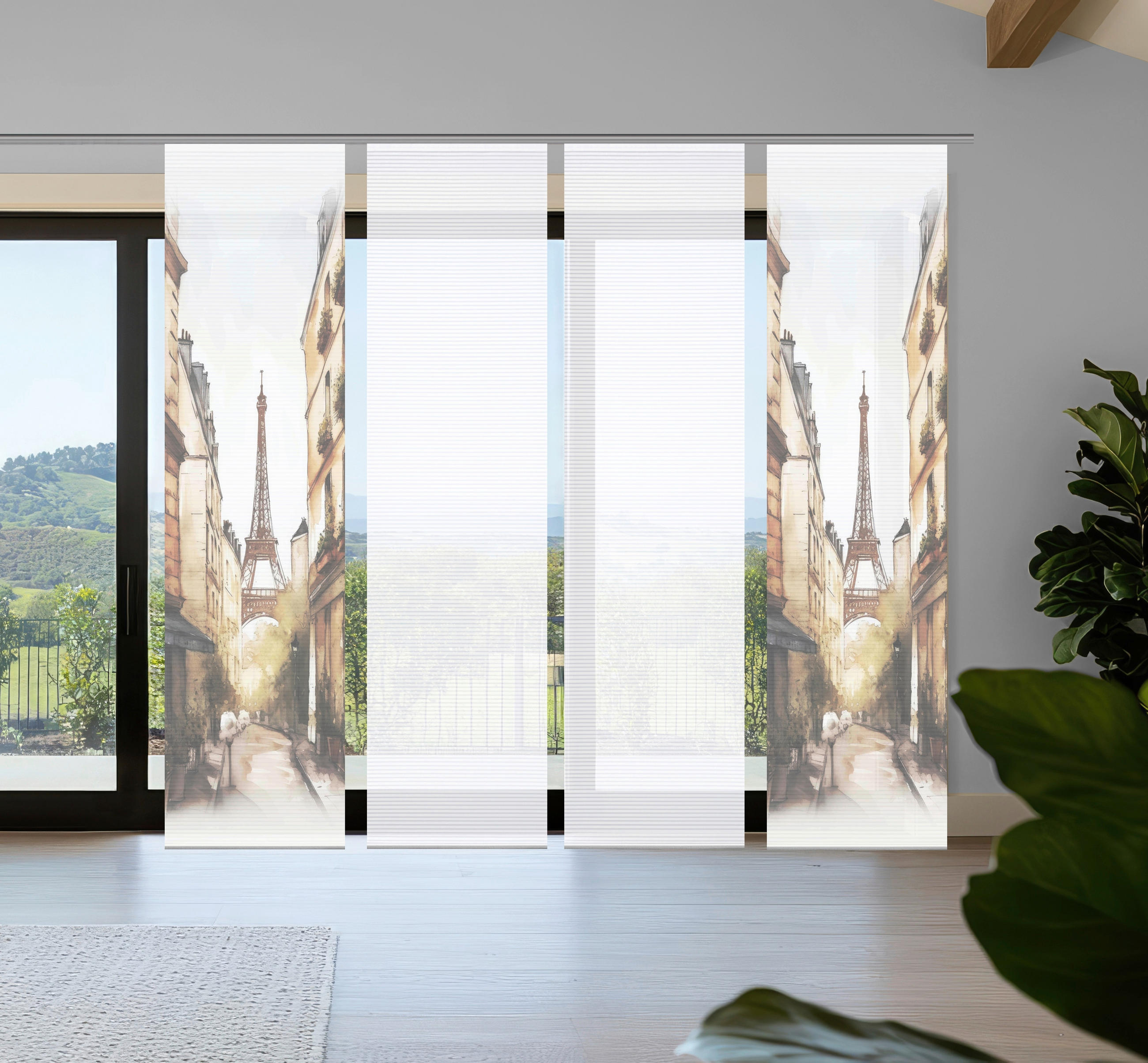 FLÄCHENVORHANG  4 Stück  blickdicht  60/245 cm   - Naturfarben/Weiß, LIFESTYLE, Textil (60/245cm)