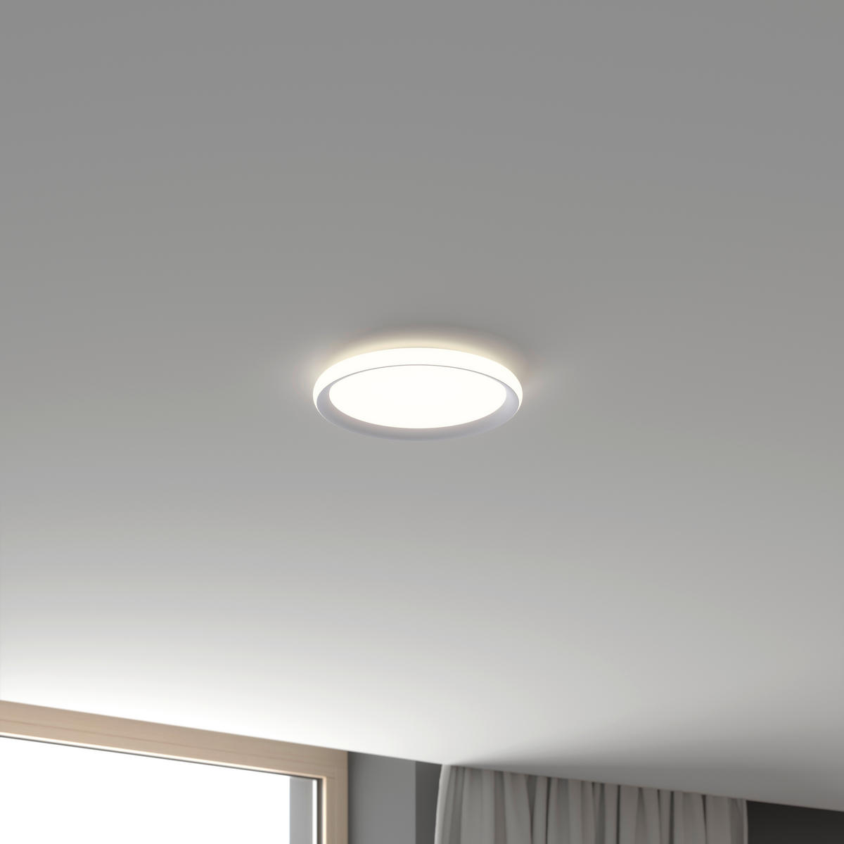 STROPNÉ LED SVIETIDLO, 30/3,5 cm  - biela, Basics, plast (30/3,5cm) - Novel