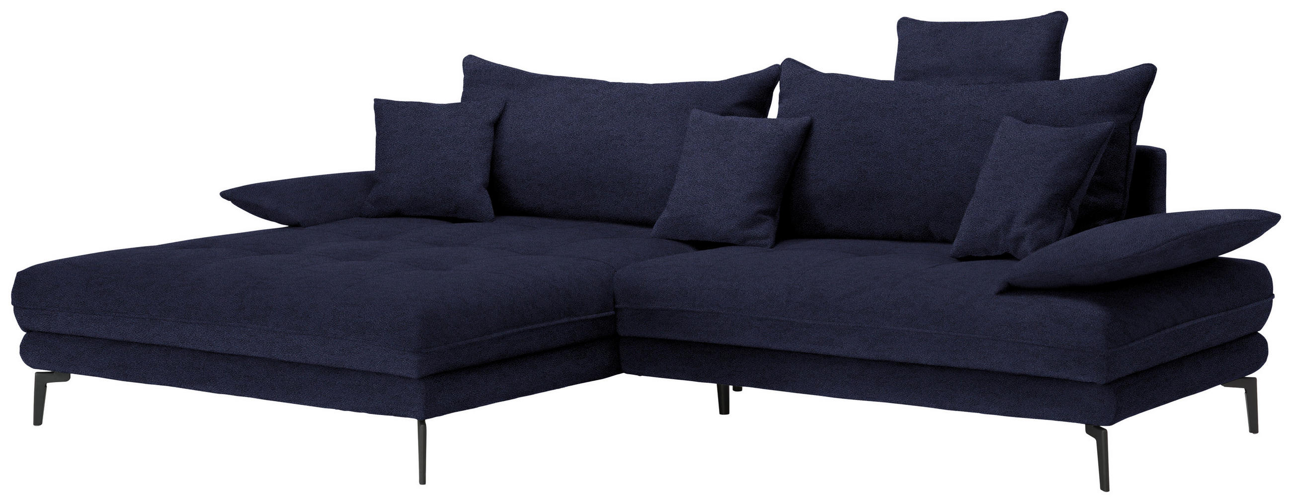 ECKSOFA in Flachgewebe Schwarz  176/292 cm  - Schwarz, MODERN, Textil/Metall (176/292cm) - Carryhome