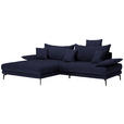 ECKSOFA in Flachgewebe Schwarz  - Schwarz, MODERN, Textil/Metall (173/297cm) - Carryhome