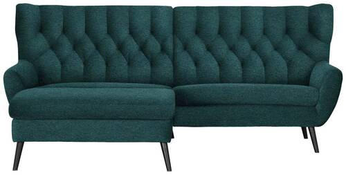 ECKSOFA in Flachgewebe Petrol  - Petrol/Schwarz, Design, Holz/Textil (165/237cm) - Stylife