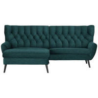 ECKSOFA  in Flachgewebe Petrol  165/237 cm  - Petrol/Schwarz, Design, Holz/Textil (165/237cm) - Stylife