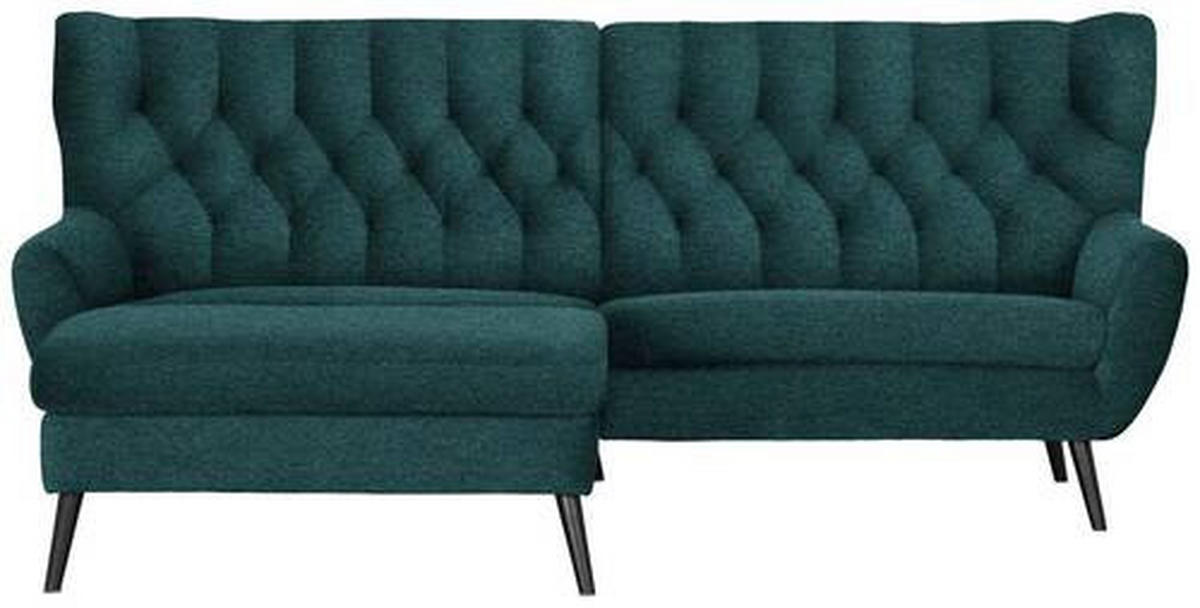 ECKSOFA  in Flachgewebe Petrol  165/237 cm  - Petrol/Schwarz, Design, Holz/Textil (165/237cm) - Stylife