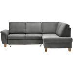 ECKSOFA in Flachgewebe Hellgrau  - Eichefarben/Hellgrau, Design, Holz/Textil (253/185cm) - Cantus