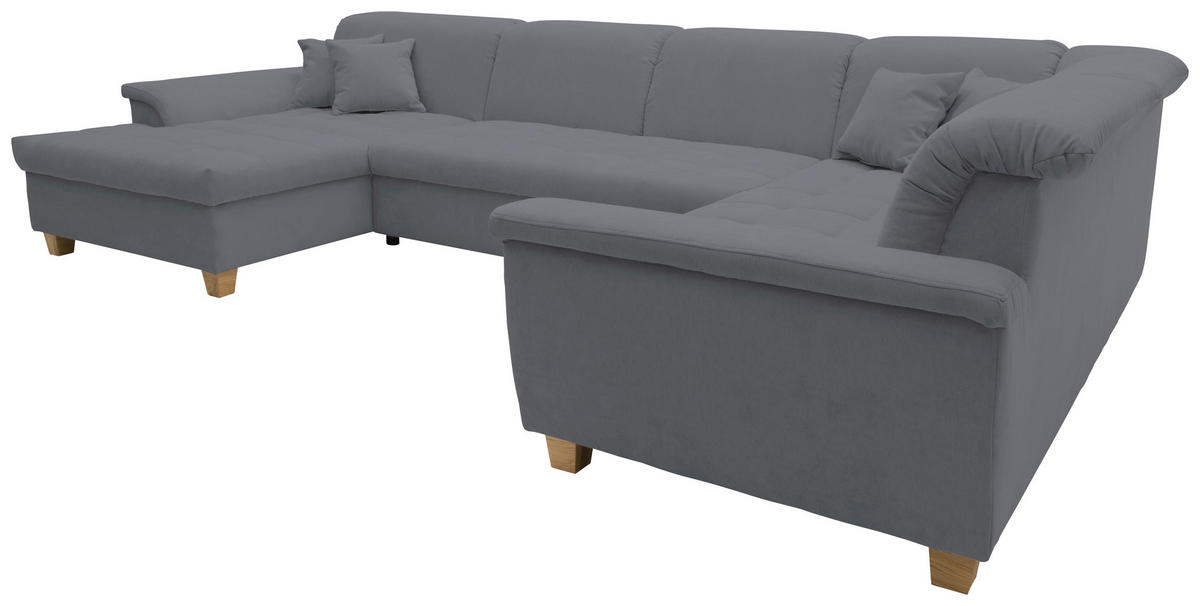 WOHNLANDSCHAFT Dunkelgrau Mikrofaser  - Eichefarben/Dunkelgrau, KONVENTIONELL, Holz/Textil (170/352/214cm) - MID.YOU