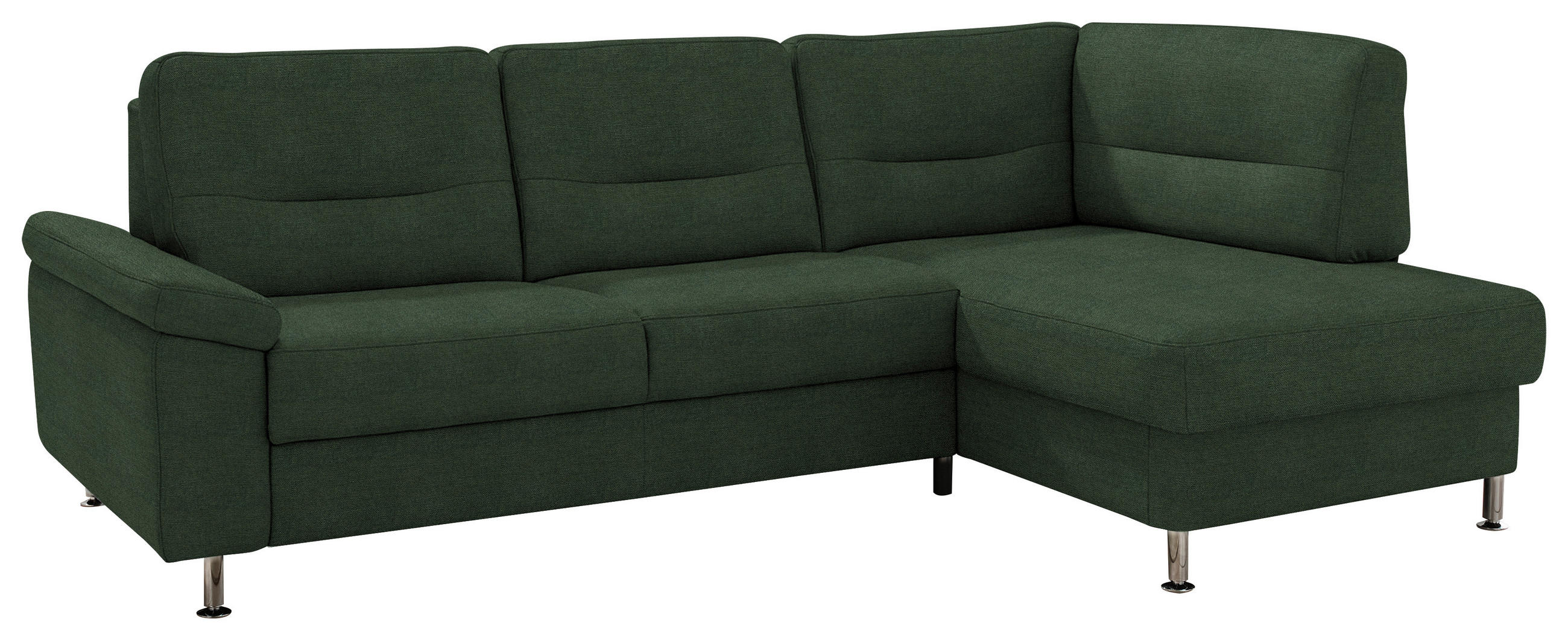 ECKSOFA Flachgewebe Grün  - Alufarben/Grün, Konventionell, Textil/Metall (244/160cm) - Beldomo Comfort