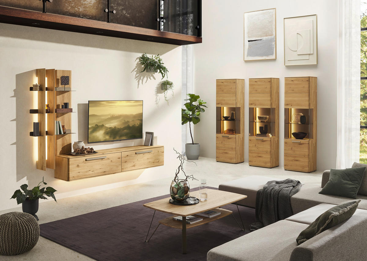 COUCHTISCH in Holz, Metall 95/65/42,6 cm  - Wildeiche/Bronzefarben, MODERN, Holz/Metall (95/65/42,6cm) - Valnatura