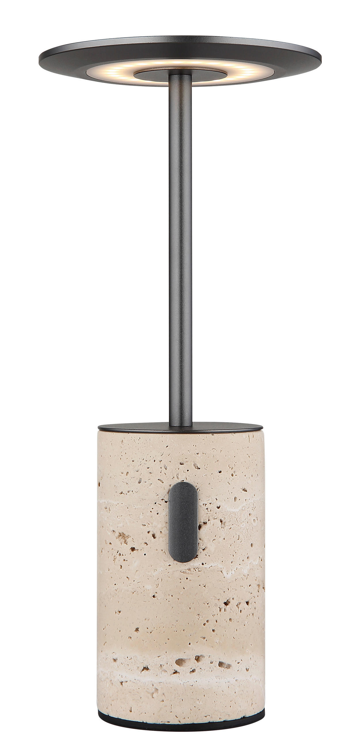 AKKU-TISCHLEUCHTE TRAVERTIN 12/27,6 cm  - Graphitfarben/Schwarz, Design, Kunststoff/Stein (12/27,6cm) - Globo