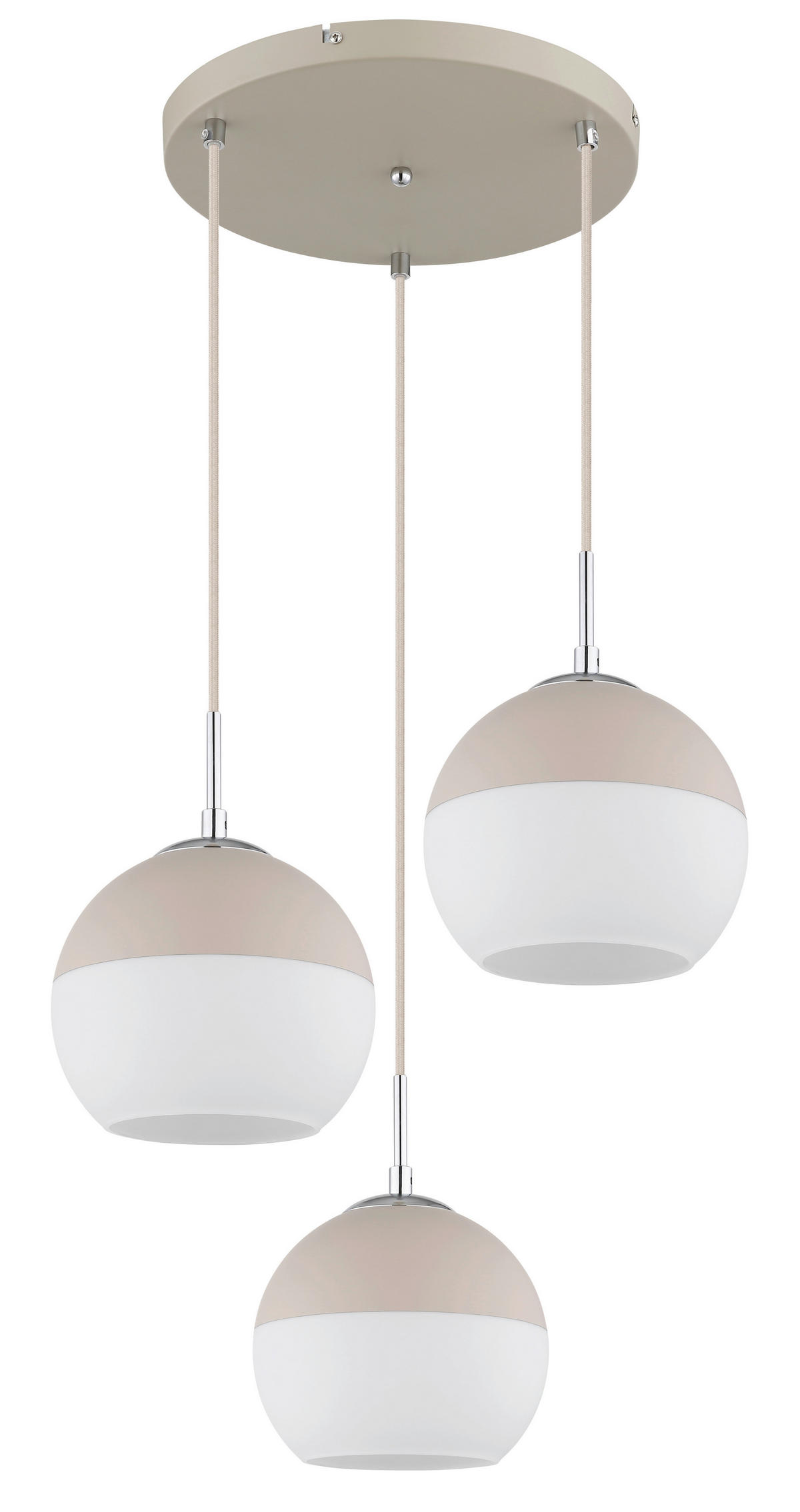 HÄNGELEUCHTE 42,5/120 cm  - Sandfarben/Beige, Design, Glas/Textil (42,5/120cm) - Globo