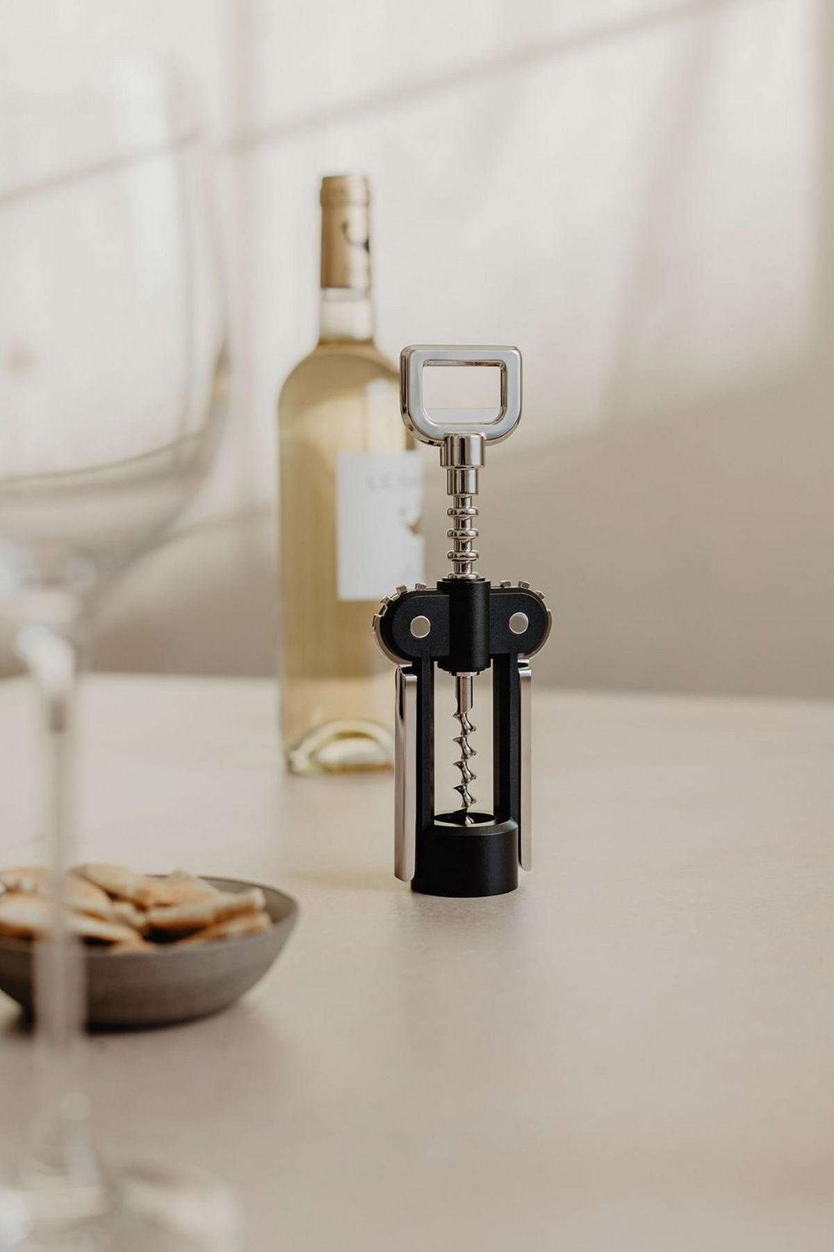 KORKENZIEHER - Chromfarben/Schwarz, KONVENTIONELL, Kunststoff/Metall (7,1/20/4cm) - Zack