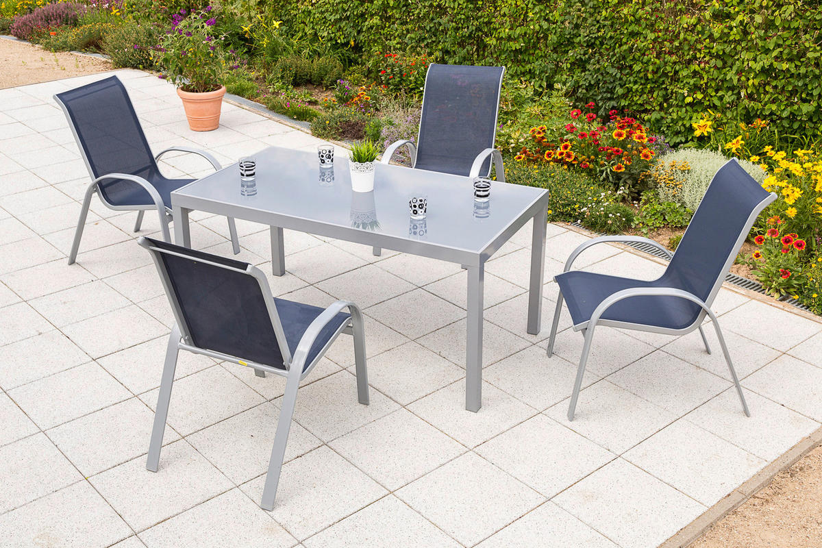 GARTENSET 5-teilig  - Blau/Silberfarben, MODERN, Kunststoff/Metall - Gardenson