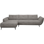 ECKSOFA Graubraun Chenille Armlehnenkissen, Rücken echt, Sitztiefenverstellung  - Graubraun/Schwarz, KONVENTIONELL, Textil/Metall (215/313cm) - Hom`in