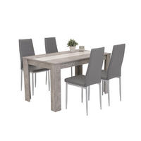 TISCHGRUPPE in Metall, Textil, Holzwerkstoff Grau  - Grau, MODERN, Holzwerkstoff/Textil (140/80/74cm) - MID.YOU