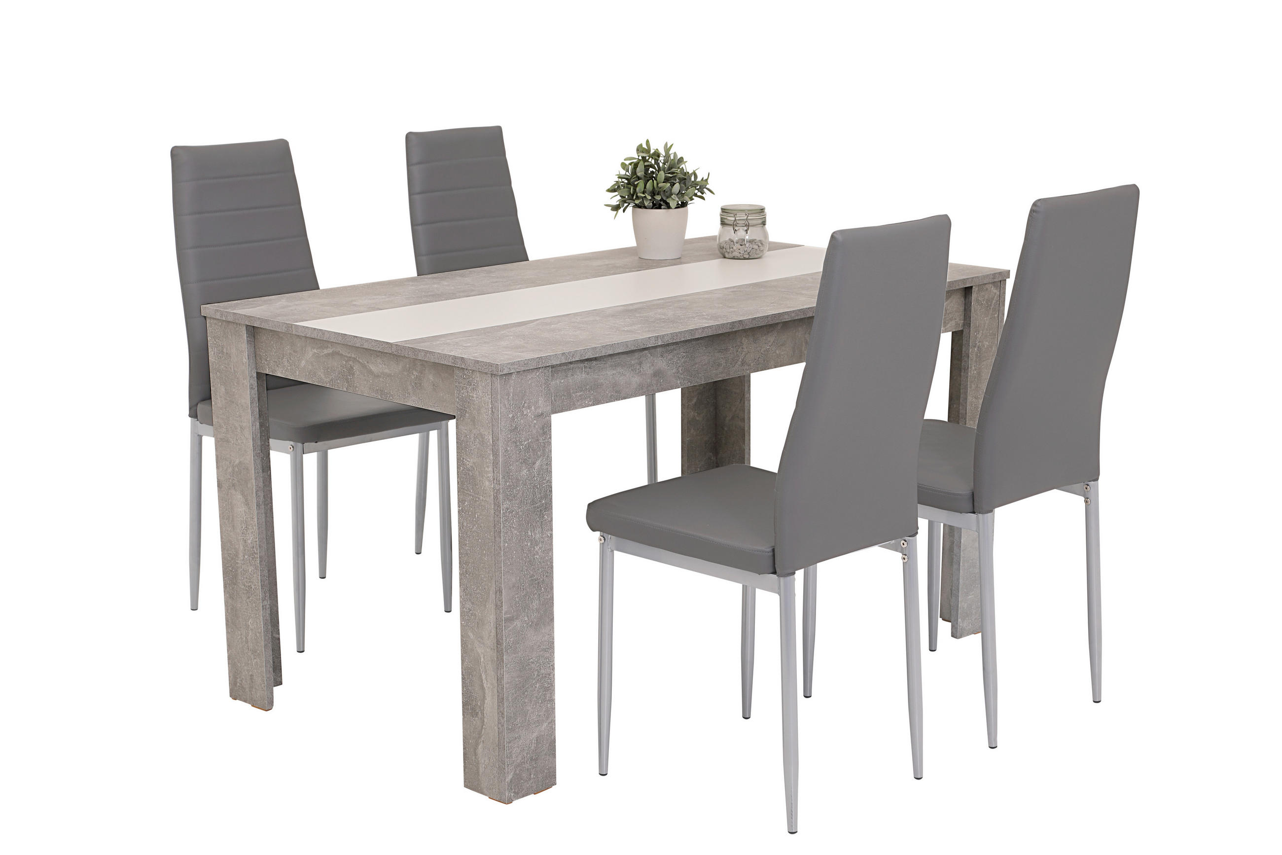 P & B Tischgruppe Grau 80x74x140 cm