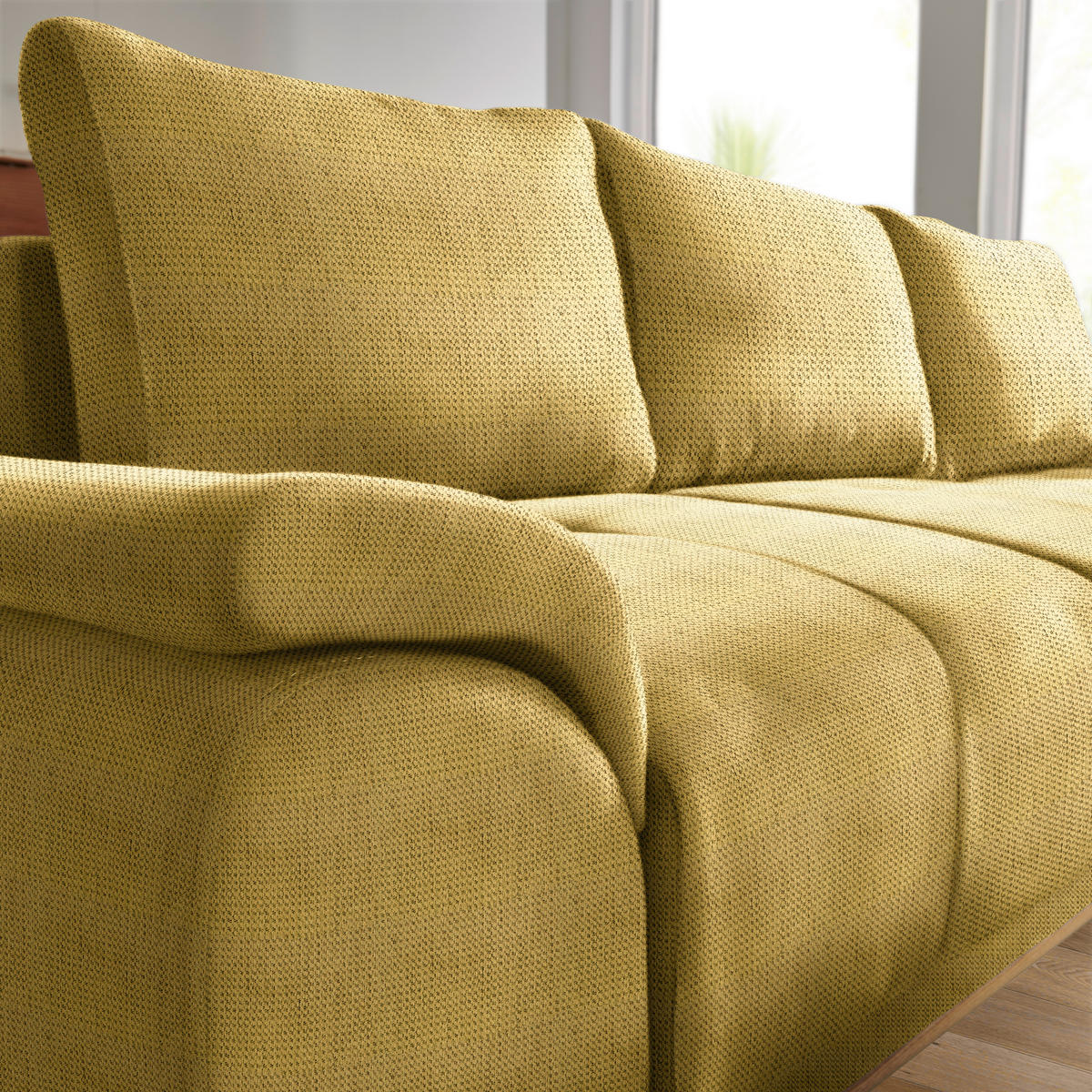 ECKSOFA in Chenille Goldfarben  - Goldfarben/Schwarz, MODERN, Textil/Metall (262/168cm) - home24