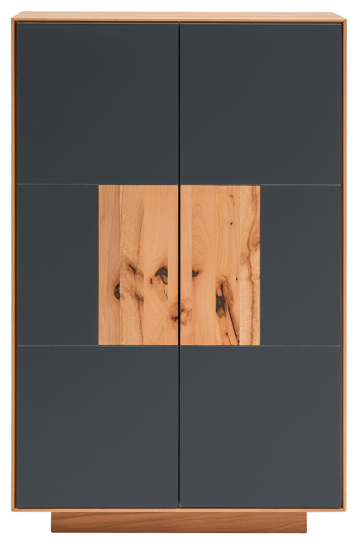 SCHUHSCHRANK Kernbuche massiv Anthrazit, Buchefarben  - Anthrazit/Buchefarben, MODERN, Glas/Holz (72/112/37cm) - Linea Natura