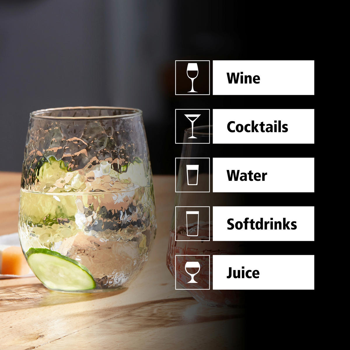 GLÄSERSET STEMLESS  12-teilig  - Klar, Basics, Glas (9/11,5cm)