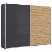 SCHWEBETÜRENSCHRANK  in Grau, Eiche Artisan  - Alufarben/Eiche Artisan, KONVENTIONELL, Holzwerkstoff/Metall (271/229/62cm) - Xora