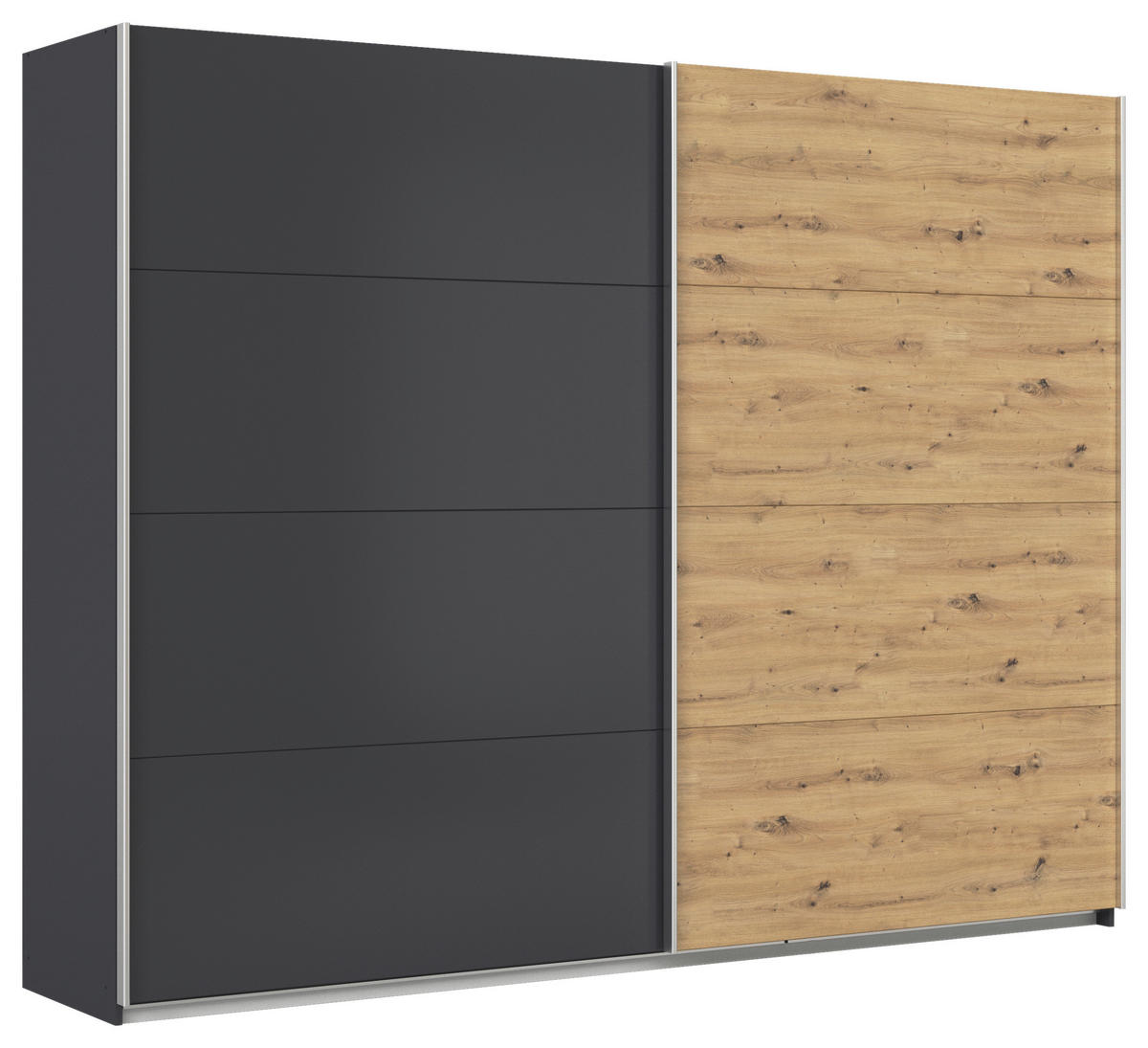 SCHWEBETÜRENSCHRANK  in Grau, Eiche Artisan  - Alufarben/Eiche Artisan, KONVENTIONELL, Holzwerkstoff/Metall (271/229/62cm) - Xora