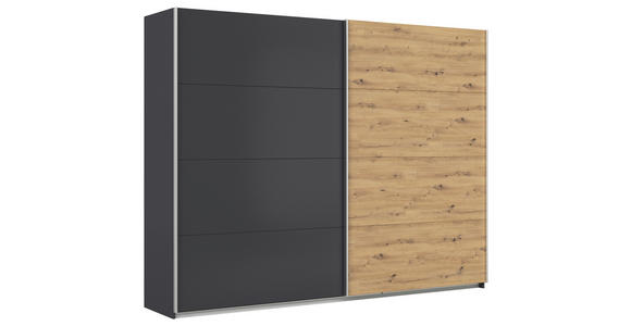 SCHWEBETÜRENSCHRANK  in Grau, Eiche Artisan  - Alufarben/Eiche Artisan, KONVENTIONELL, Holzwerkstoff/Metall (271/210/62cm) - Xora