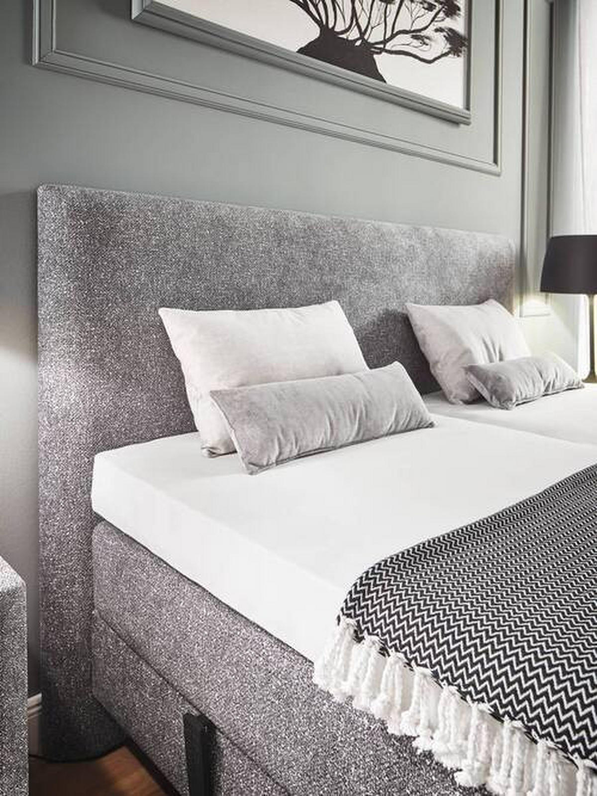 BOXSPRINGBETT 160/200 cm  in Grau  - Grau, KONVENTIONELL, Holz/Textil (160/200cm) - Dieter Knoll