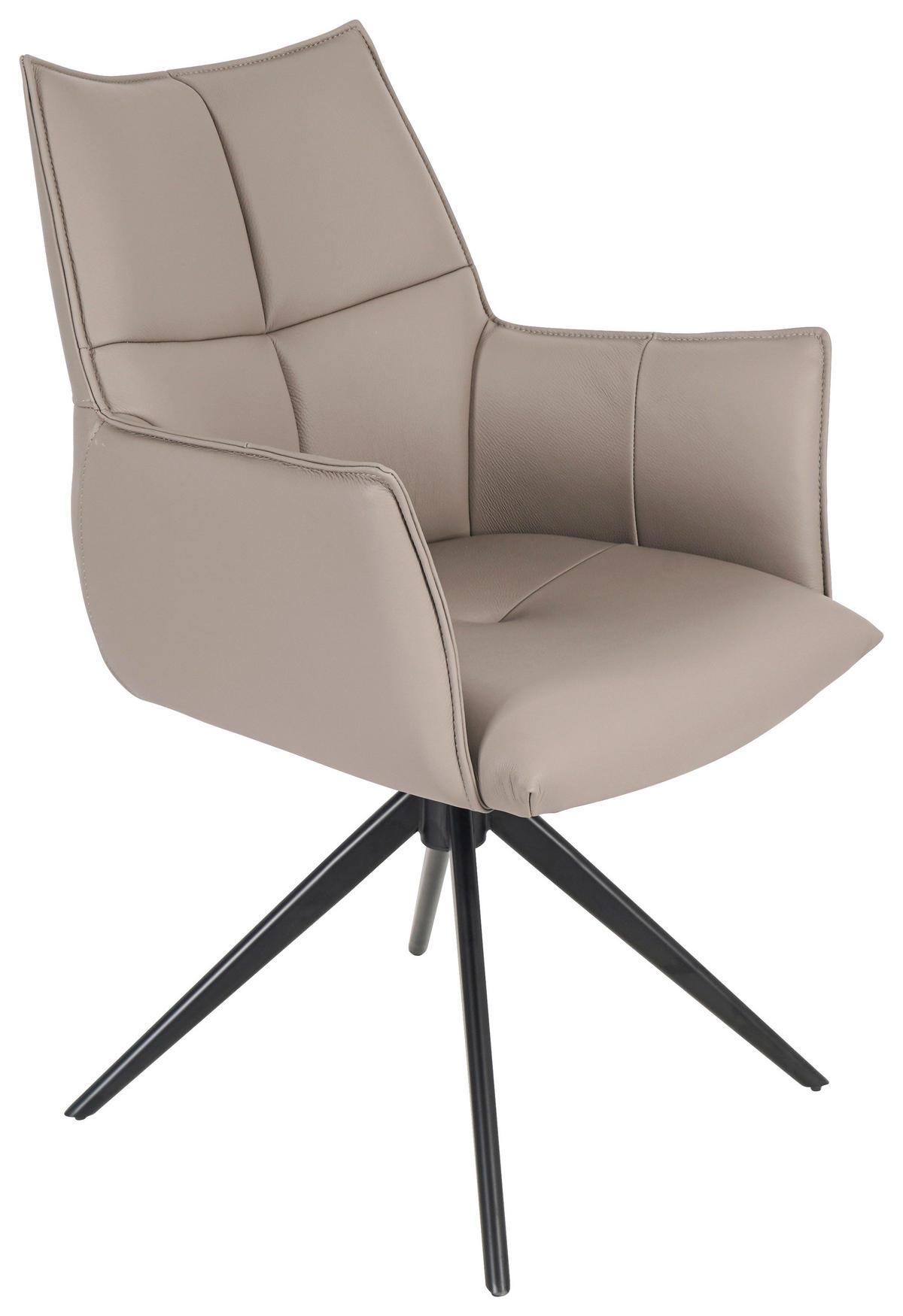 SCAUN CU BRAțE in negru, taupe  - taupe/negru, Design, metal/piele (62/91/62cm) - Novel