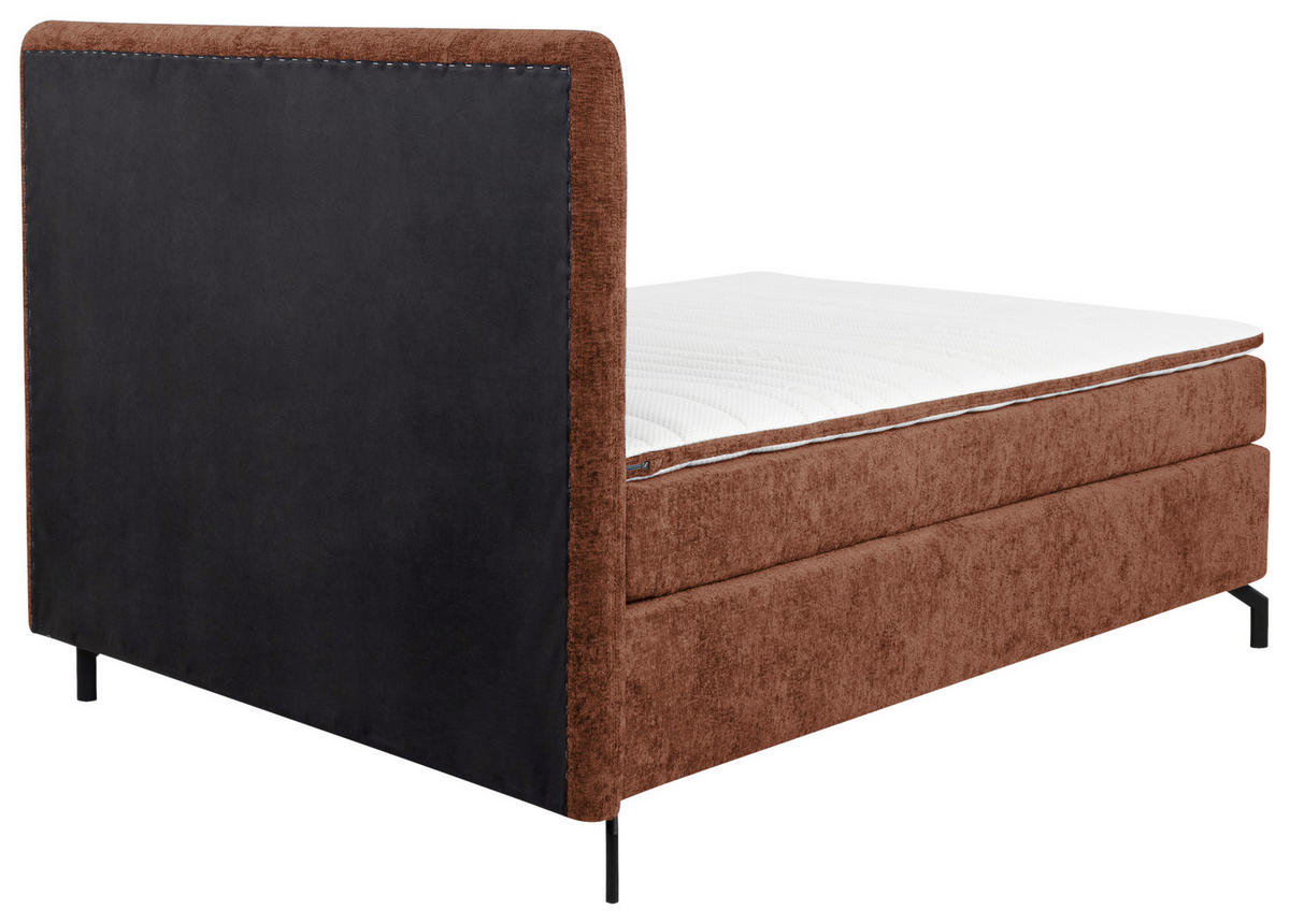 BOXSPRINGBETT 140/200 cm  in Rotbraun  - Rotbraun/Schwarz, Design, Textil/Metall (140/200cm) - Esposa