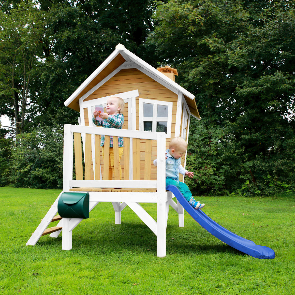 SPIELHAUS 264/203/177 cm  - Blau/Braun, KONVENTIONELL, Holz/Kunststoff (264/203/177cm) - Ambia Garden