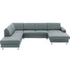 WOHNLANDSCHAFT in Echtleder Blaugrau  - Blaugrau/Alufarben, Design, Leder/Metall (233/339/165cm) - Beldomo Premium