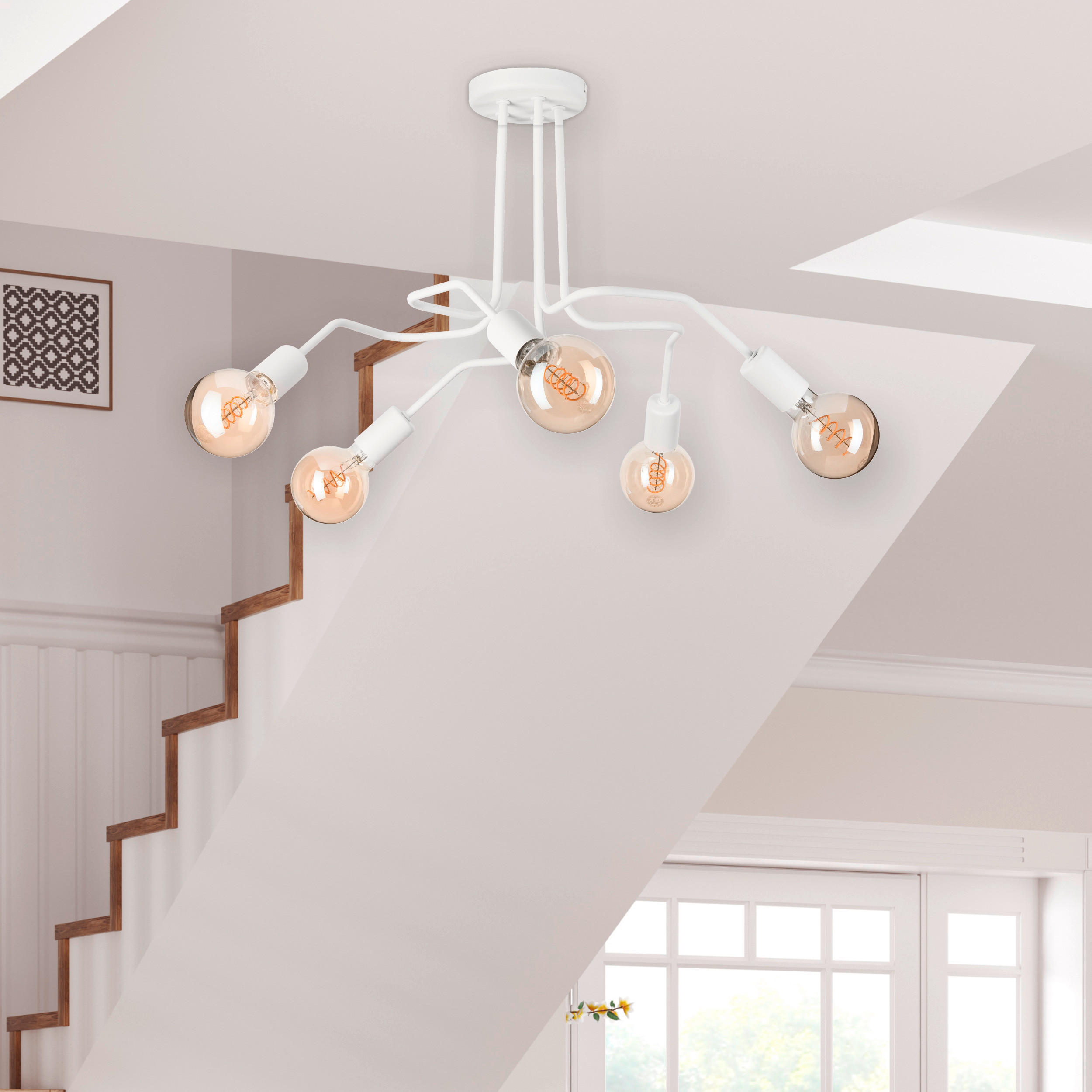 Thumbnail - Deckenleuchte Domino, Weiß Hochglanz, Metall, 40 cm, Made in Europe, Europäischer Sicherheitsstandard, Lampen & Leuchten...