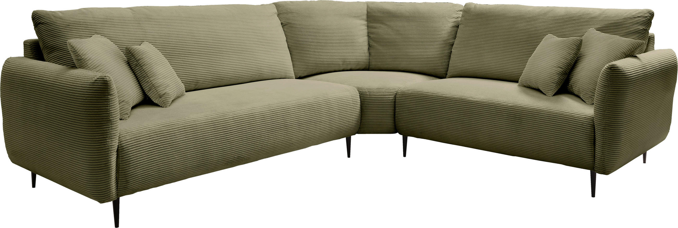 ECKSOFA Olivgrün Cord  - Schwarz/Olivgrün, Design, Textil/Metall (294/256cm) - Livetastic