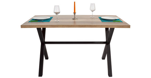 ESSTISCH Wildeiche rechteckig   - Wildeiche/Anthrazit, Trend, Holzwerkstoff/Metall (140/90/75cm) - Carryhome