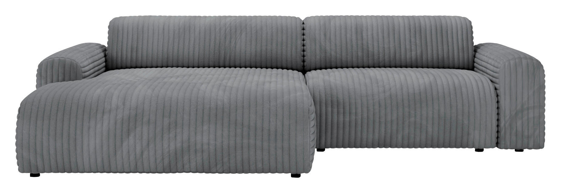 ECKSOFA in Cord Dunkelgrau  - Dunkelgrau/Schwarz, Design, Kunststoff/Textil (178/292cm) - Livetastic