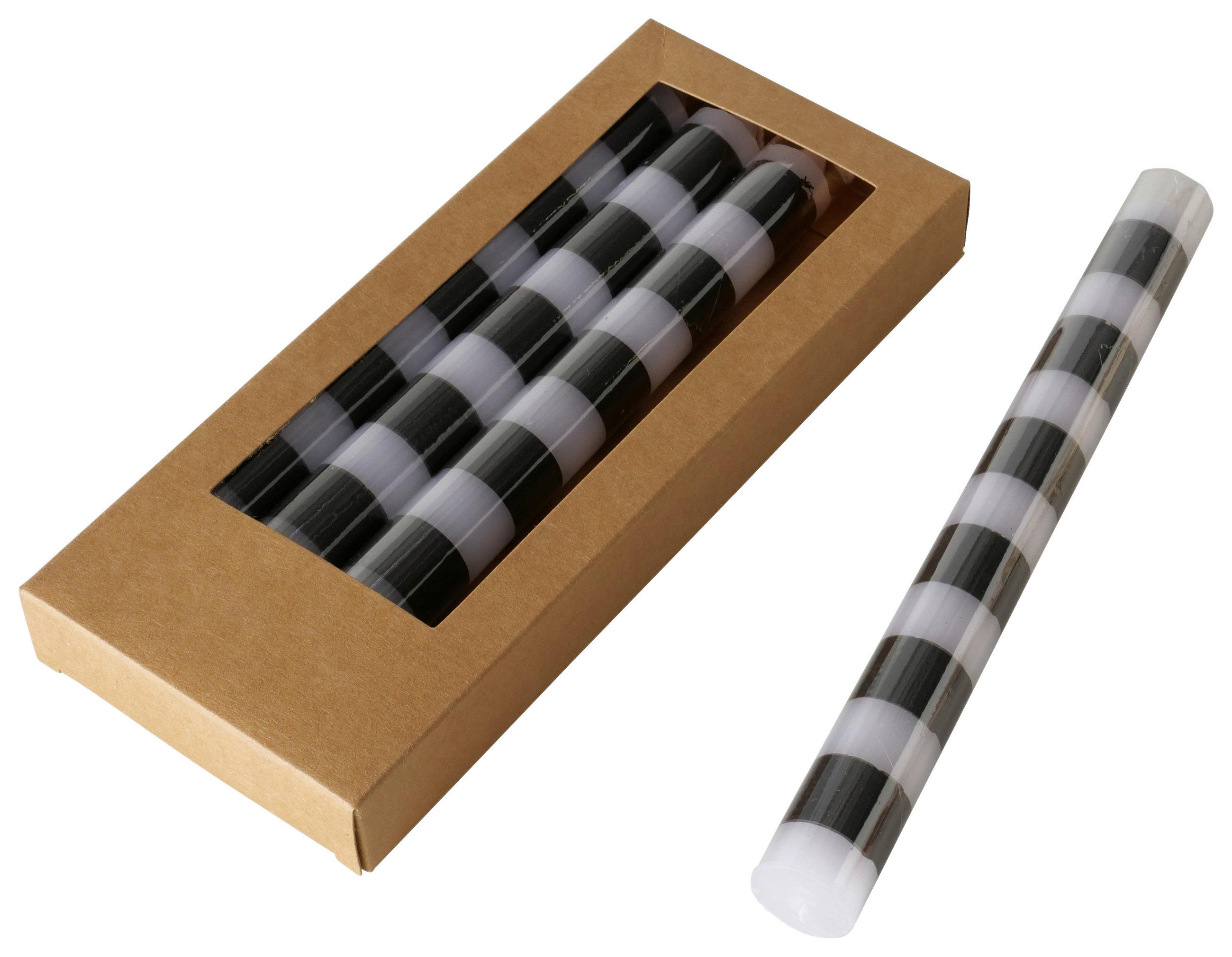  STABKERZENSET  - Schwarz/Weiß, Basics, Naturmaterialien/Paraffin (2,2/20cm)