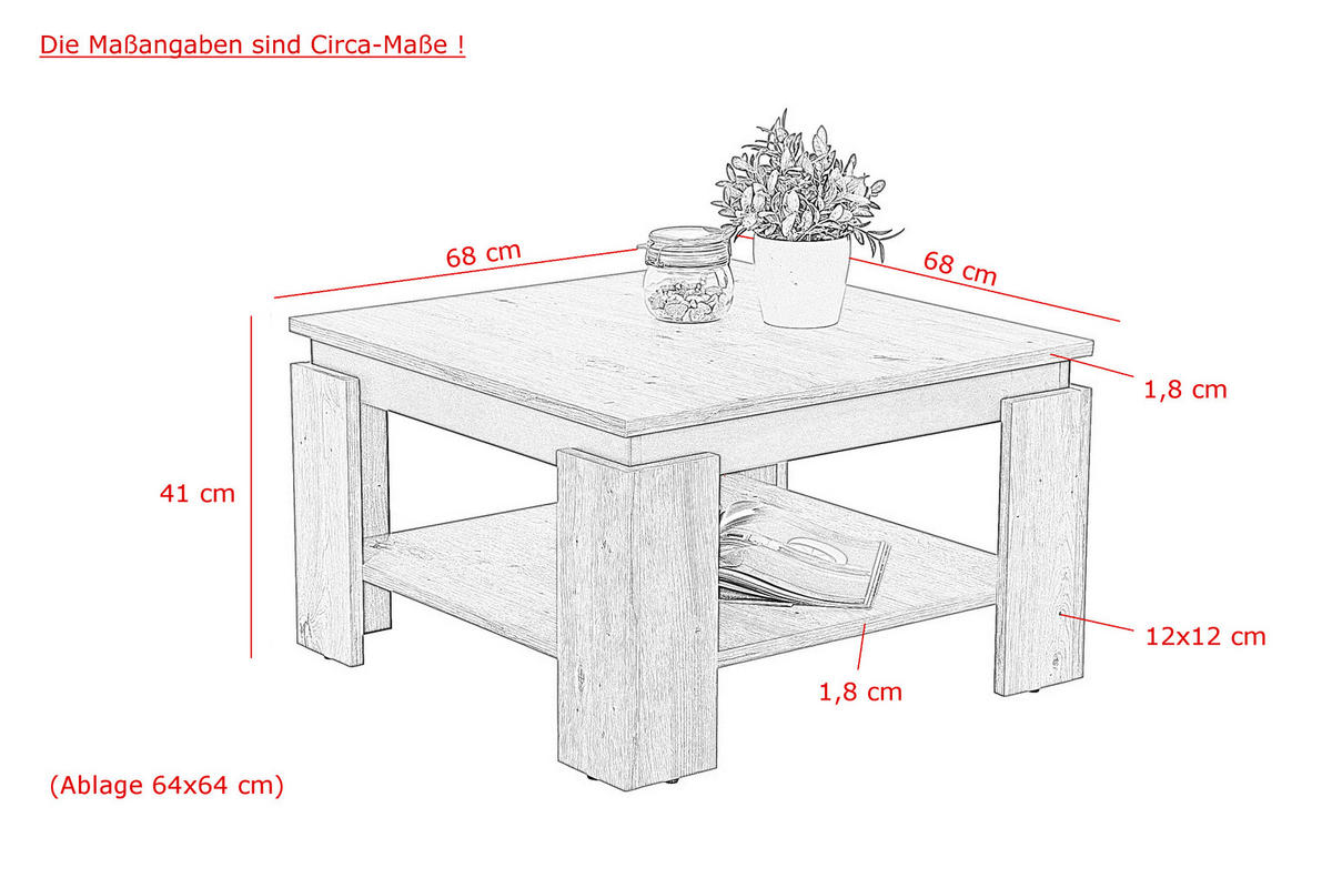 COUCHTISCH in Holzwerkstoff 68/68/41 cm  - Grau, Design, Holzwerkstoff (68/68/41cm) - Livetastic