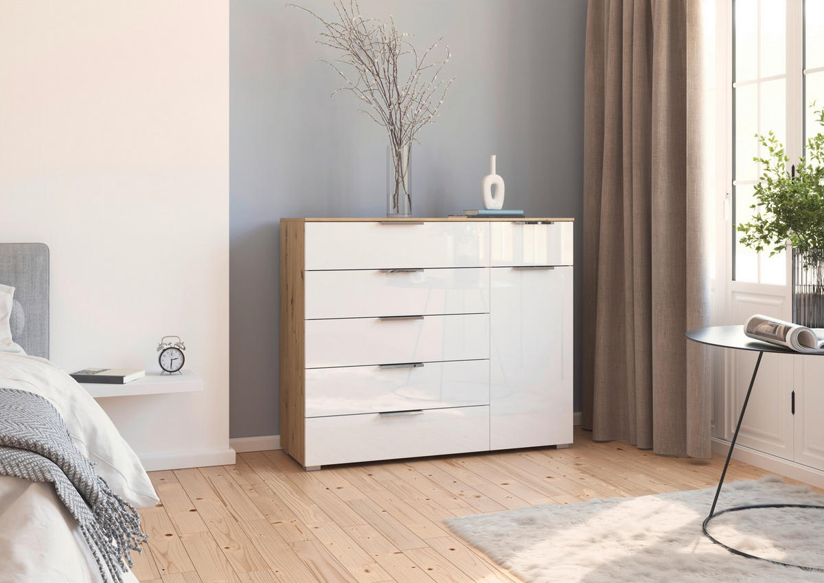 KOMMODE  in 120/100/42 cm  - Chromfarben/Weiß Hochglanz, KONVENTIONELL, Holzwerkstoff/Kunststoff (120/100/42cm) - home24