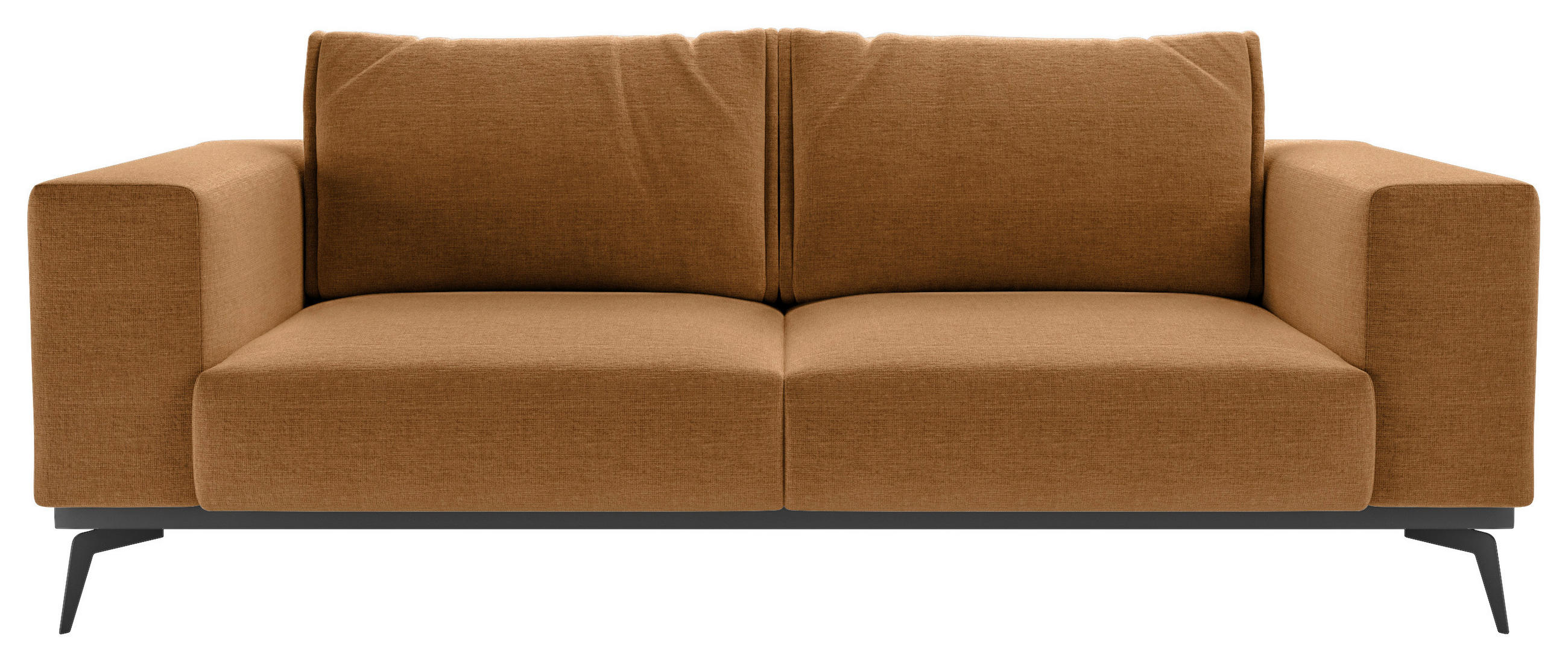 2-SITZER-SOFA beflockt Orange  - Schwarz/Orange, Design, Holz/Textil (250/87/95cm) - MID.YOU