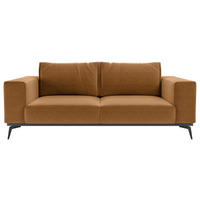 2-SITZER-SOFA in beflockt Orange  - Schwarz/Orange, Design, Holz/Textil (250/87/95cm) - MID.YOU