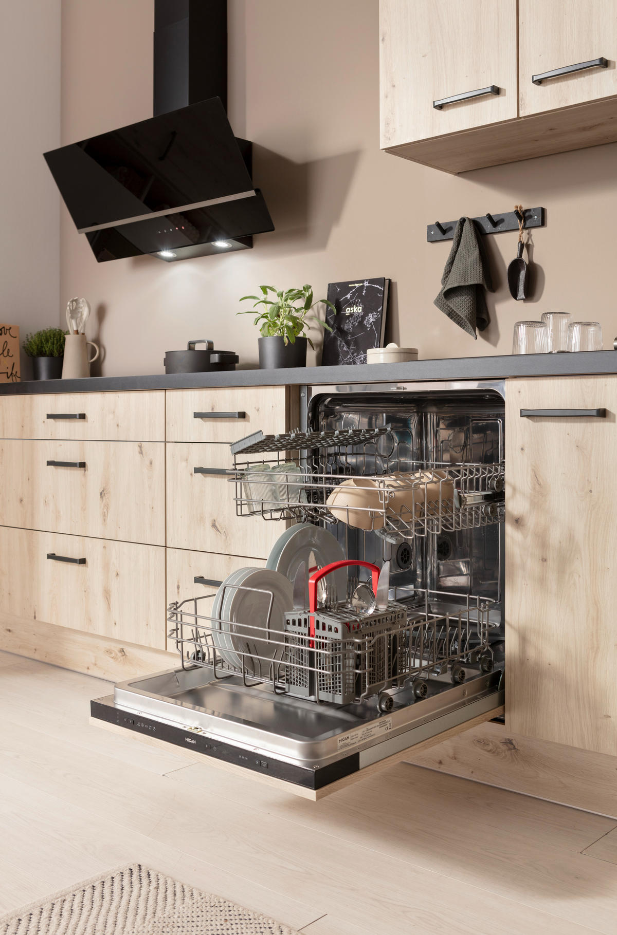 ECKKÜCHE 215/420 cm  in Schwarz, Eichefarben  - Eichefarben/Schwarz, Basics, Holzwerkstoff/Metall (215/420cm) - Venda