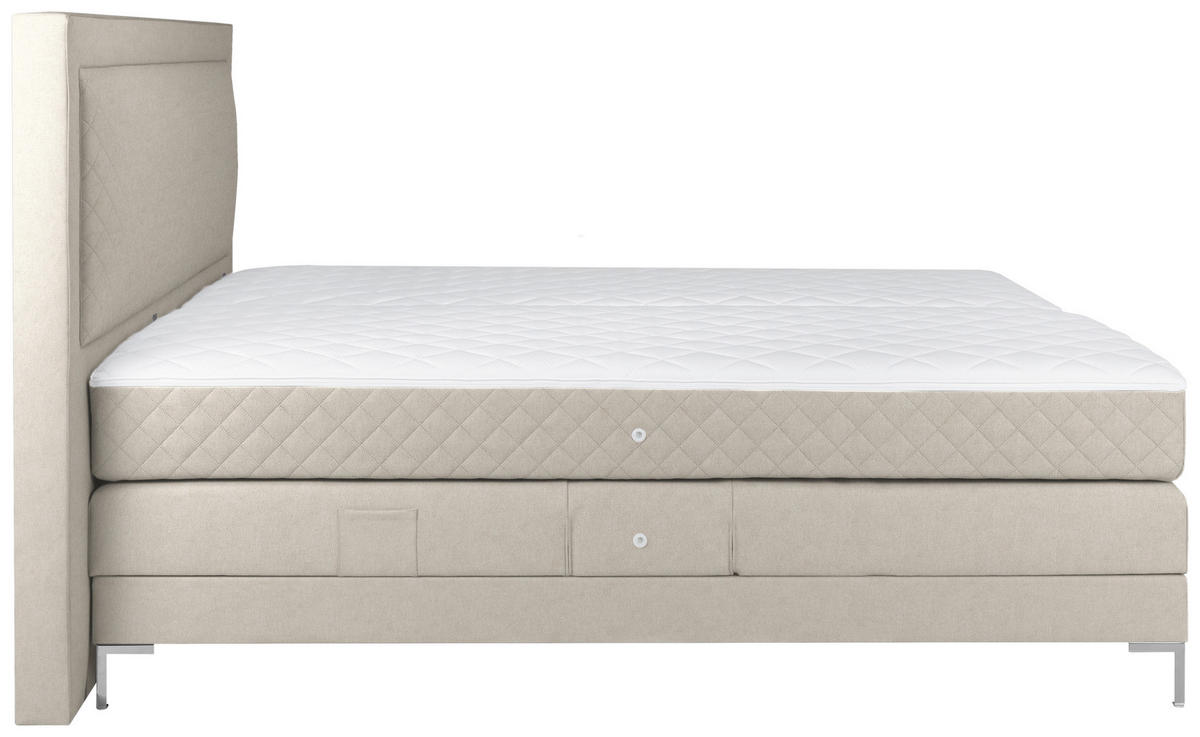 BOXSPRINGBETT 160/200 cm  in Beige  - Beige/Alufarben, Design, Textil/Metall (160/200cm) - Welnova