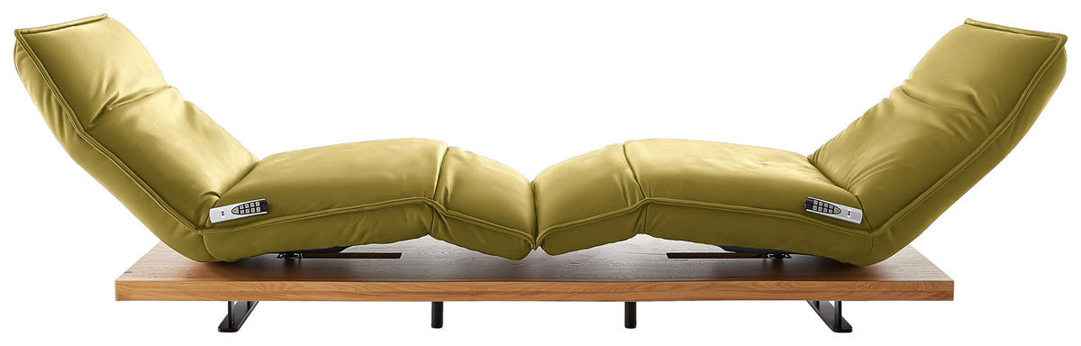 2-SITZER-SOFA in Leder Hellgrün  - Eichefarben/Schwarz, Natur, Leder/Holz (240/63/115cm) - Koinor
