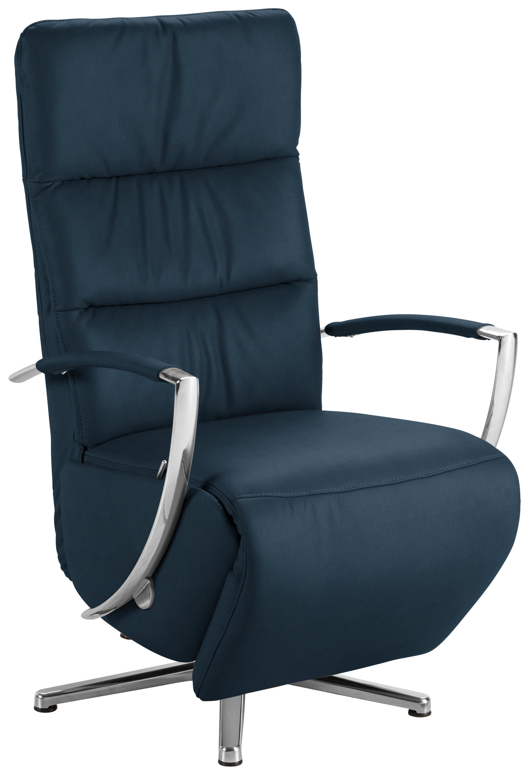RELAXSESSEL Echtleder    - Chromfarben/Dunkelblau, Design, Leder/Metall (64/112/80cm) - Cantus