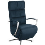RELAXSESSEL in Leder Dunkelblau  - Chromfarben/Dunkelblau, Design, Leder/Metall (64/112/80cm) - Cantus