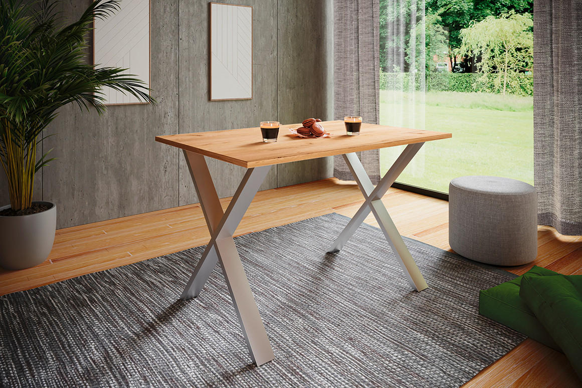 Thumbnail - Mid.you Esstisch, Silber, Honigeiche, Holzwerkstoff, rechteckig, X-Form, 50x76x80 cm, Esszimmer, Tische, Esstische