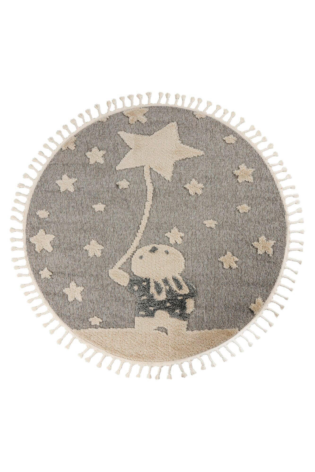 FLACHWEBETEPPICH 133/133 cm Grau rund  - Grau, Basics, Textil (133/133cm) - Kayoom