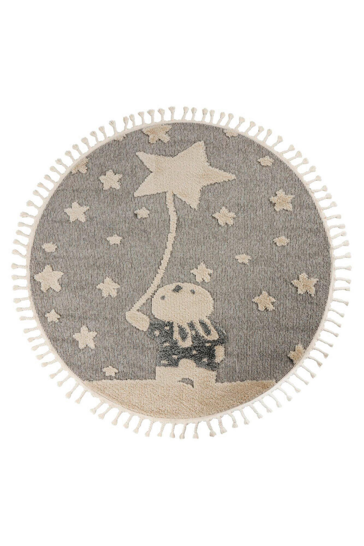 FLACHWEBETEPPICH 133/133 cm Grau rund  - Grau, Basics, Textil (133/133cm) - Kayoom